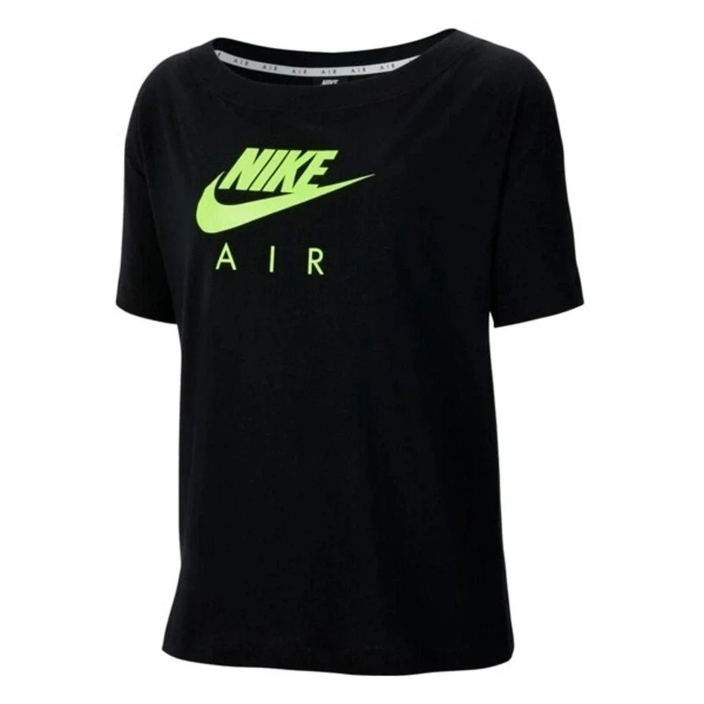 Nike Air T-Shirt Mens Small Black Neon Lime Green Sportswear Oversized Tee